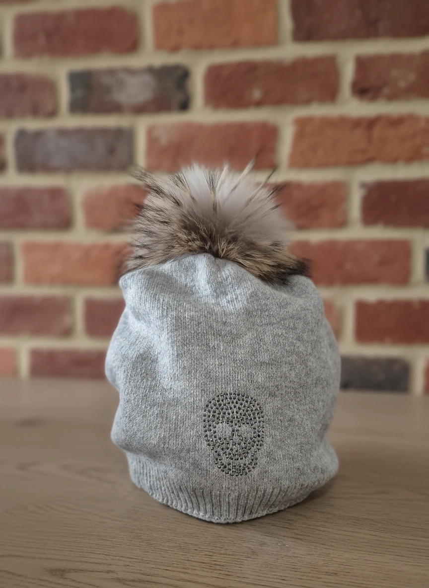 Embellished Skull Cashmere Beanie
