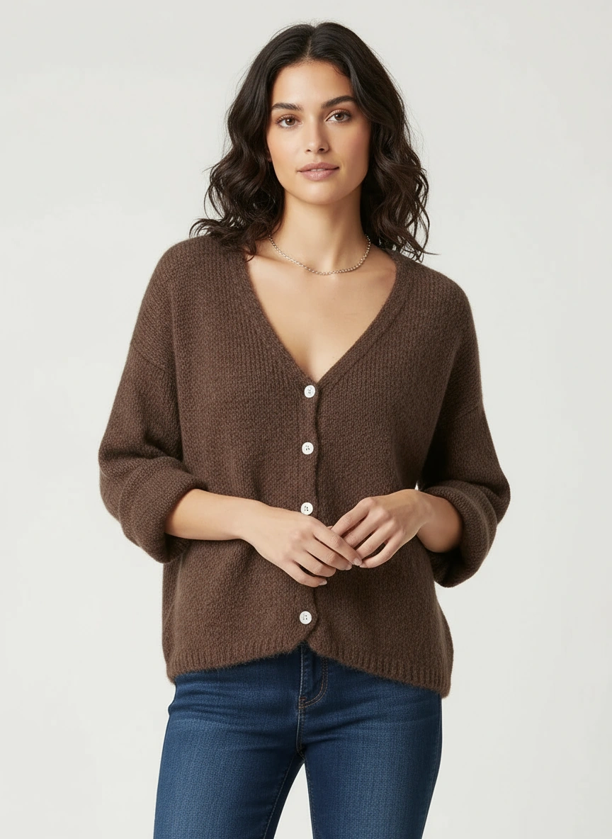 V Neck Mohair Cardigan