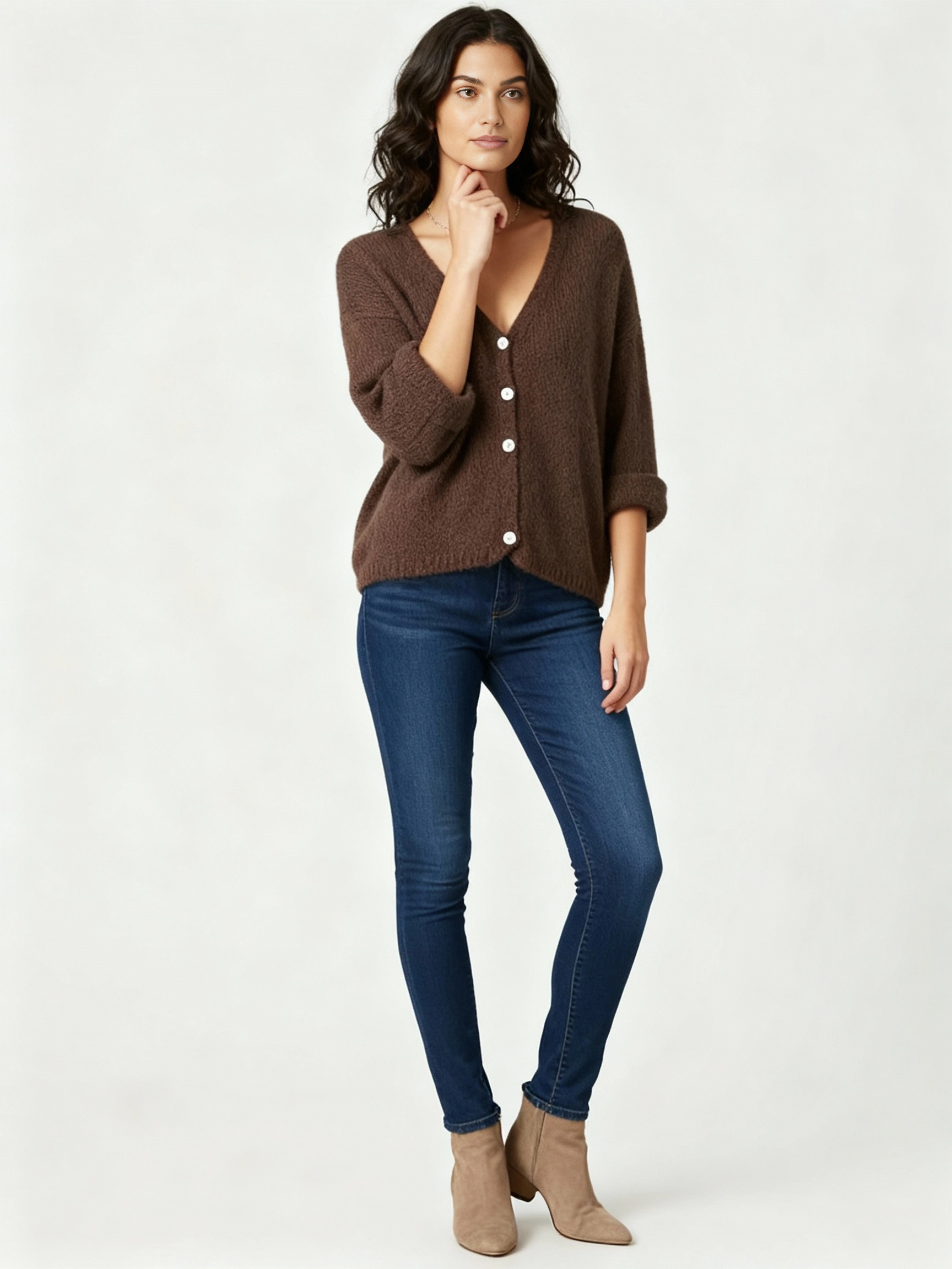 V Neck Mohair Cardigan