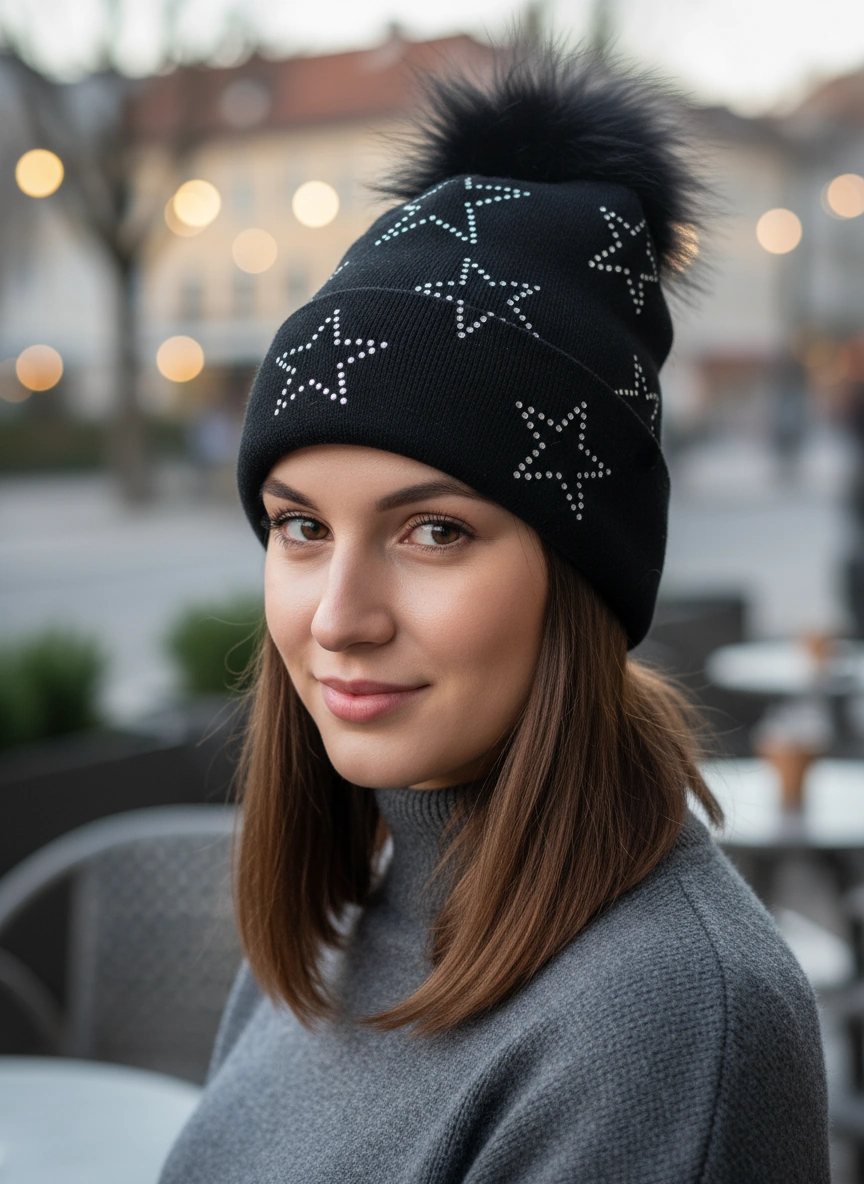 Embellished Cashmere Star Beanie