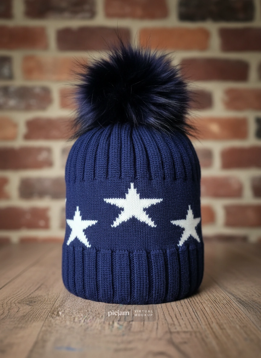 Cashmere Star Pom Beanie
