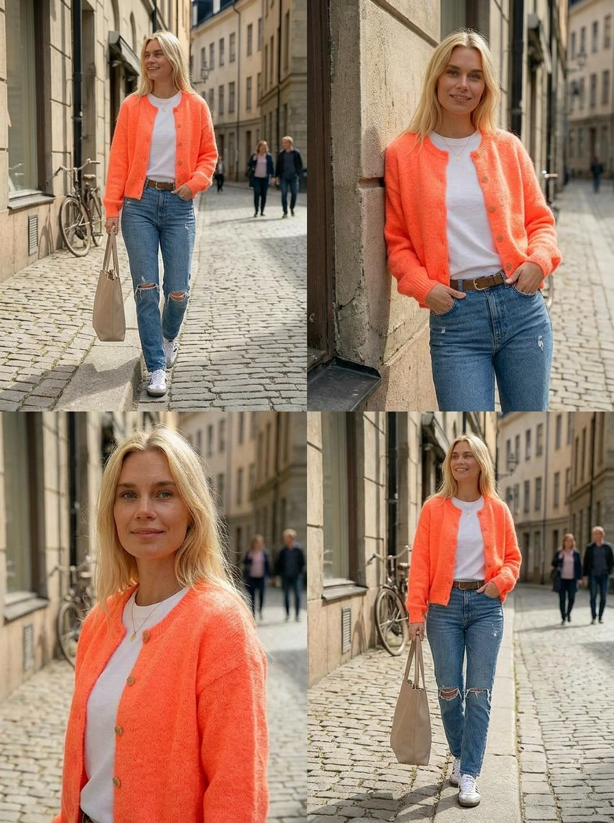Ella Cardigan Fluro Coral