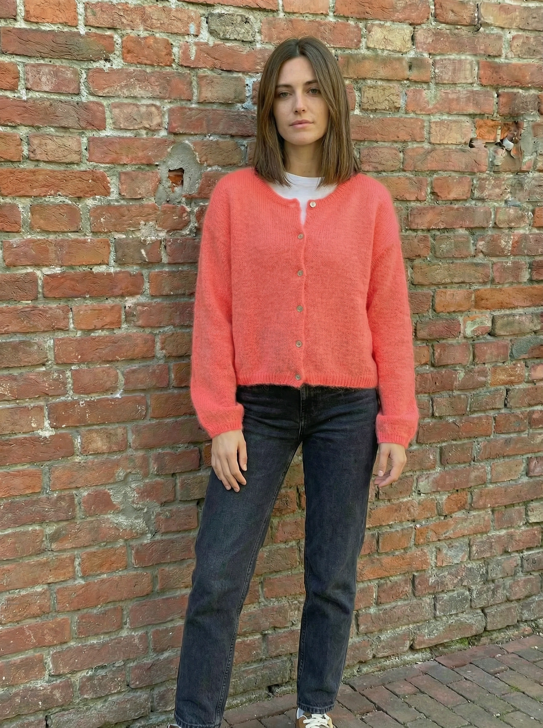 Etta Cardigan Fluro Coral