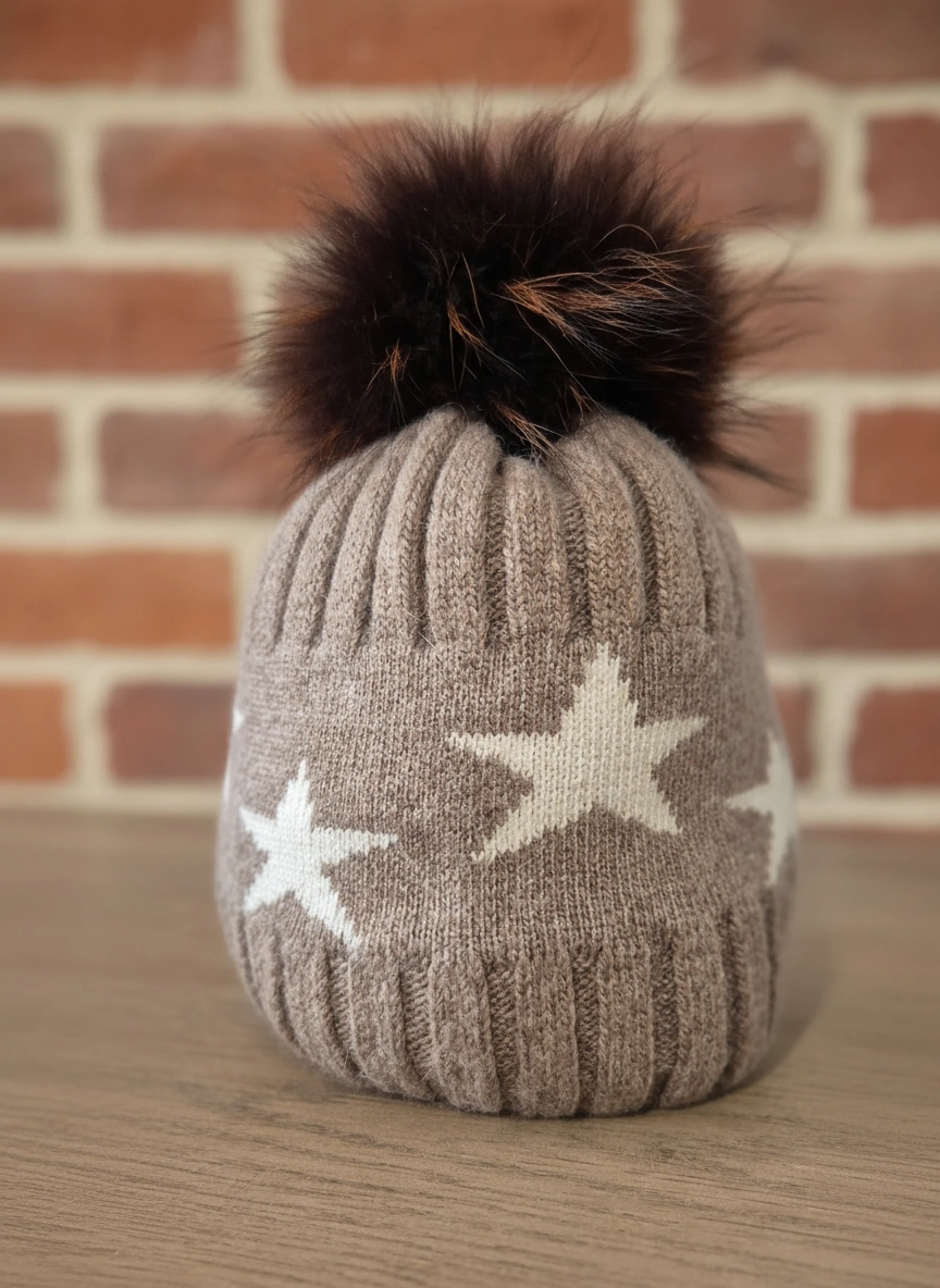 Cashmere Star Pom Beanie
