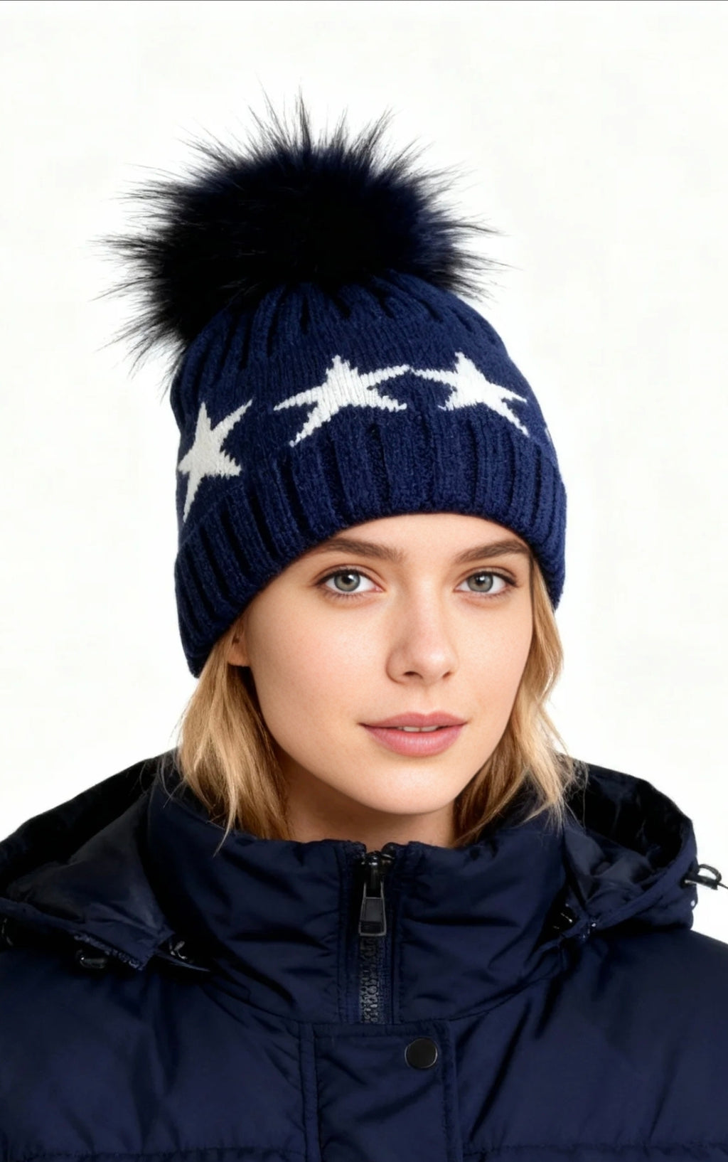 Cashmere Star Pom Beanie