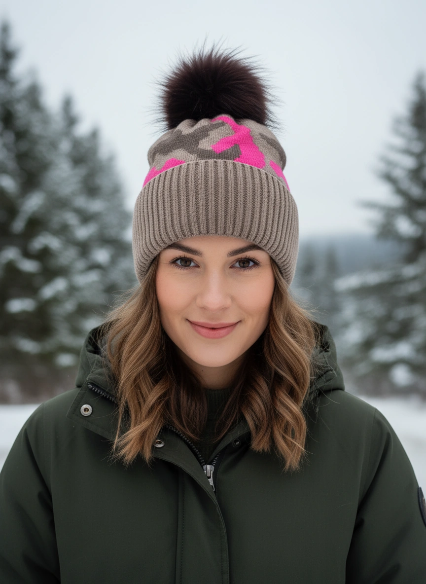 Sadie fur Pom Beanie