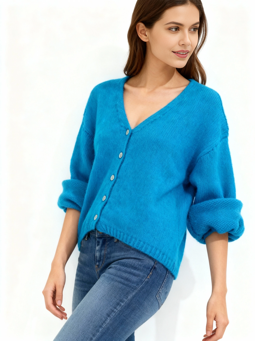 V Neck Mohair Cardigan