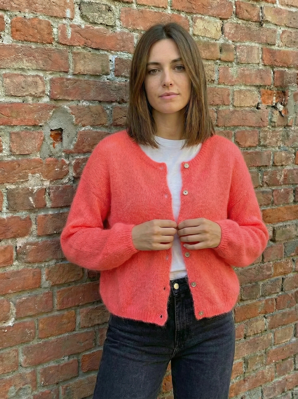 Etta Cardigan Fluro Coral