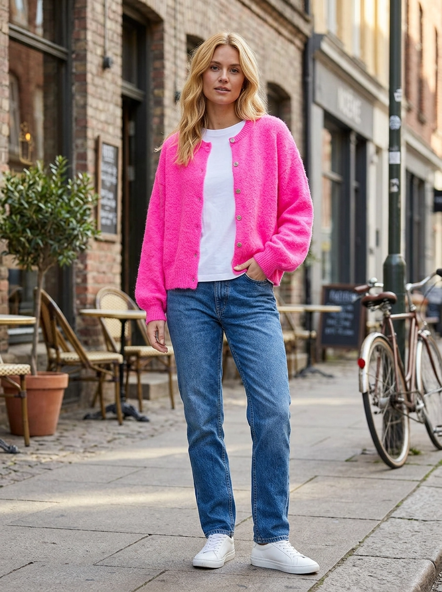 Ella Alpaca Cardigan Neon Pink