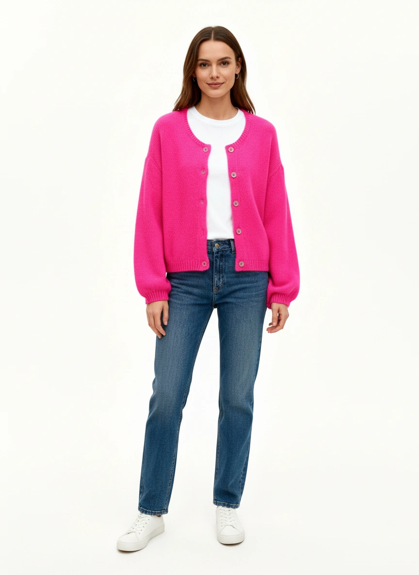 Etta Mohair Cardigan Neon Pink