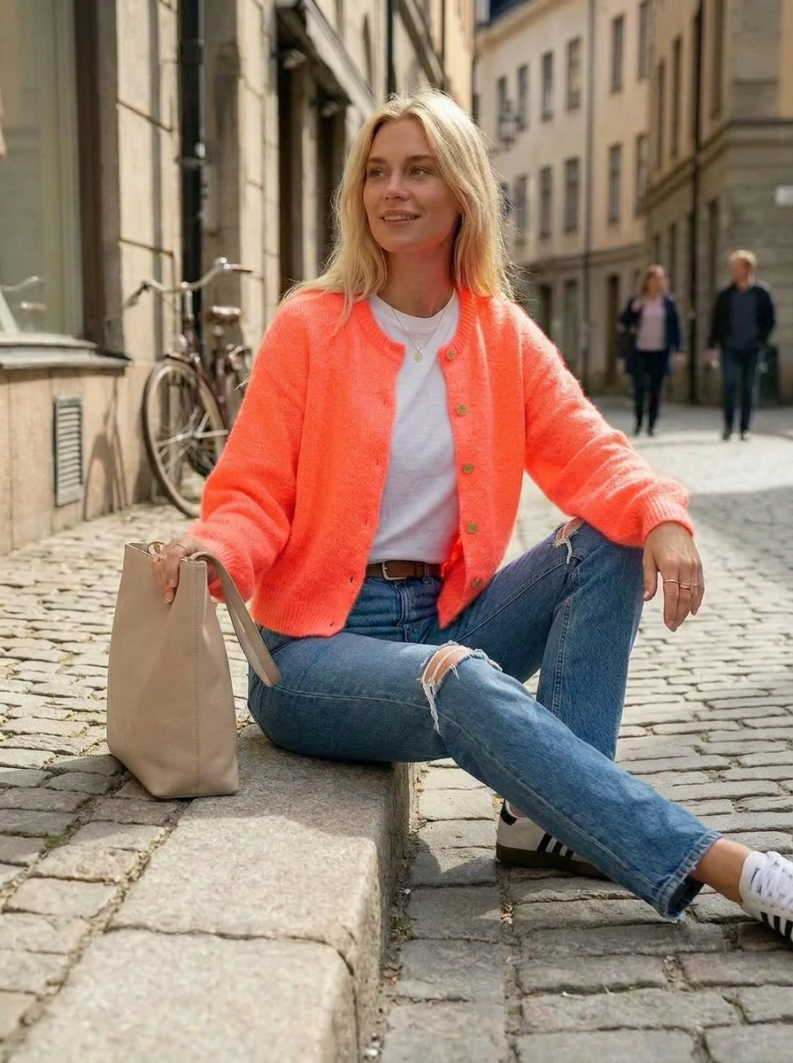 Ella Cardigan Fluro Coral