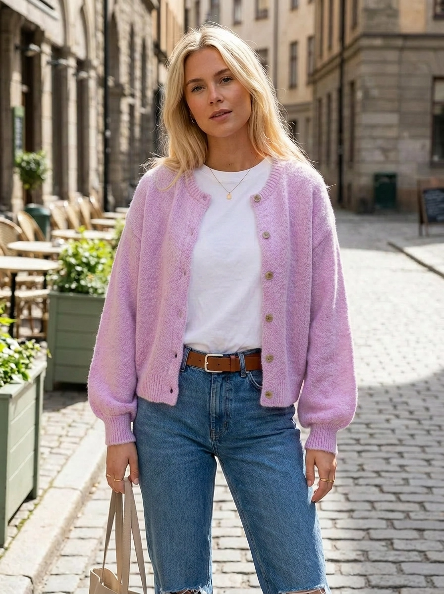 Ella Alpaca Cardigan Lilac