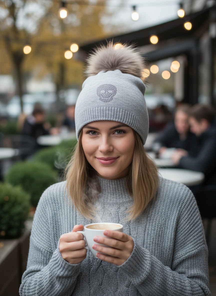 Embellished Skull Cashmere Beanie