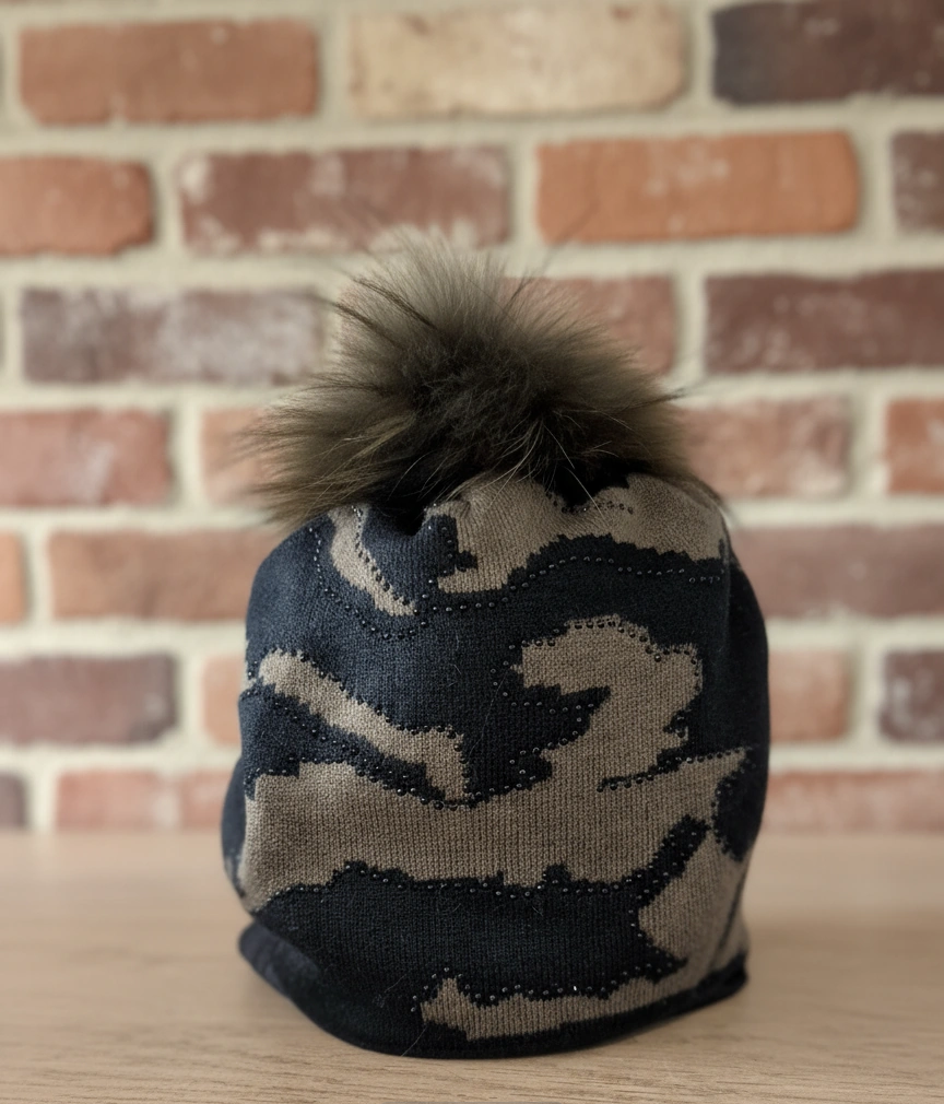 Camo Fur Pom Beanie