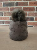 Embellished Star PomPom Beanie