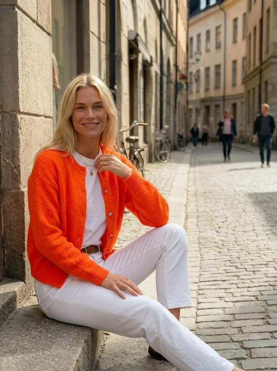 Ella Alpaca Cardigan Orange