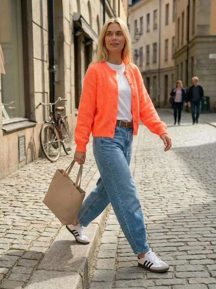 Ella Cardigan Fluro Coral
